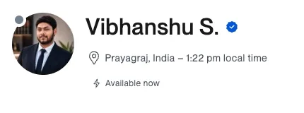 Vibhanshu Srivastava Upwork profile, identity verified